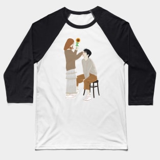 Cute Couple in Studio Baseball T-Shirt